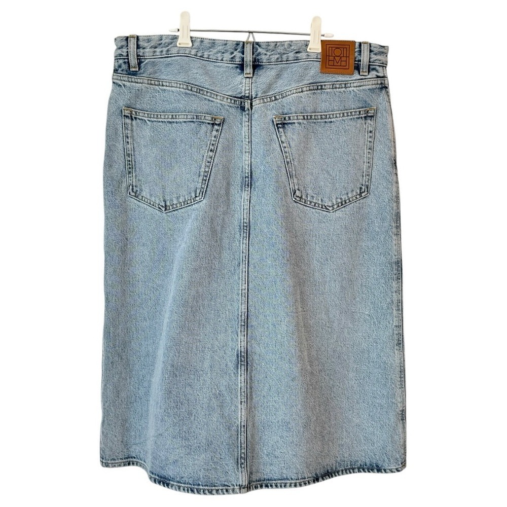 TOTEME Organic Cotton Denim Midi Skirt in Cool Blue, Size 40 / US 10 (L), NWT - Picture 5 of 13